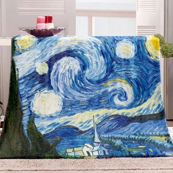 Art Deco Plush Throw 50x60 Vincent Van Gogh Starry Nigh